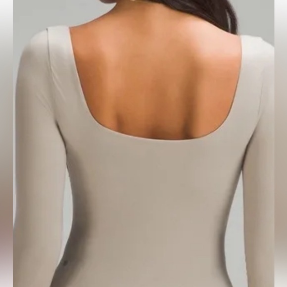 LULULEMON NULU SQUARE NECK LONG SLEEVE RIVERSTONE COLOR BODYSUIT SIZE LARGE NWT - Picture 4 of 6
